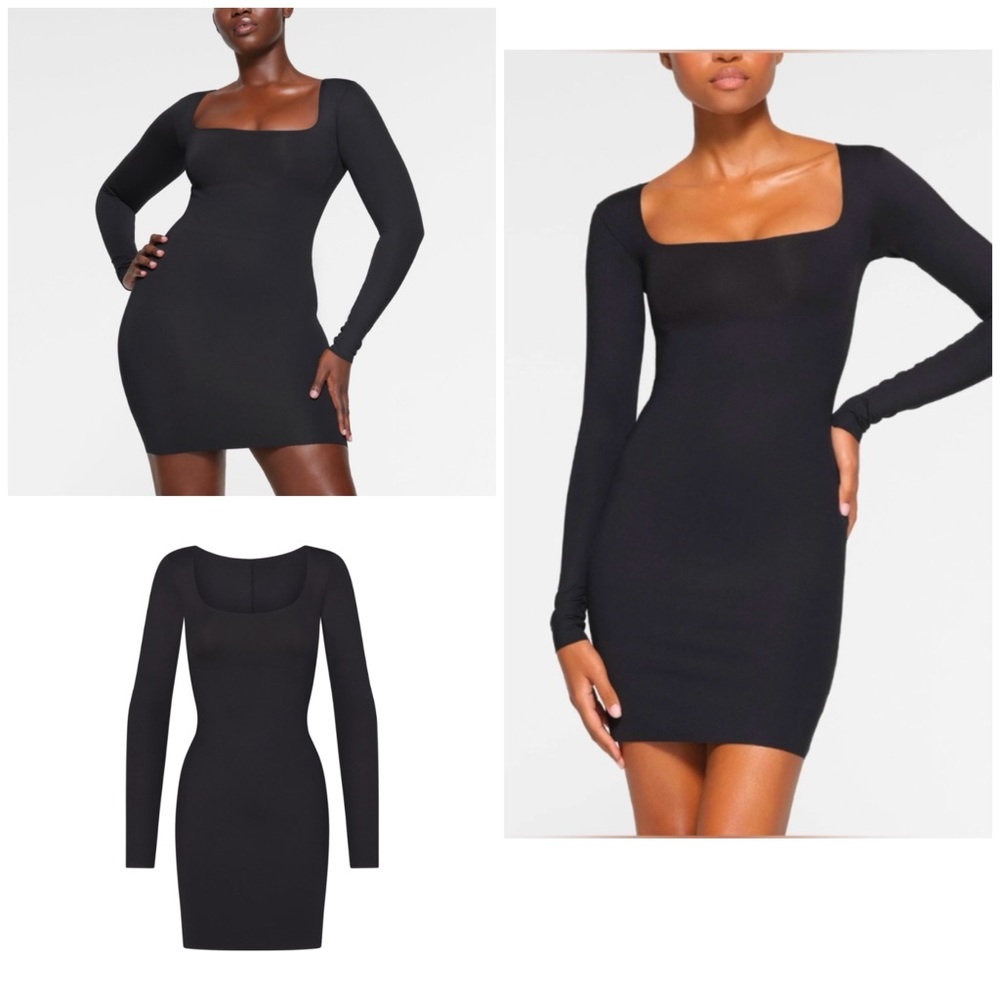 SKIMS Black Long Sleeve Dress